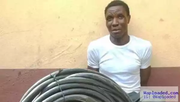 Suspect Arrested For Stealing Lagos Electric Cable Denies Allegation (Photo)